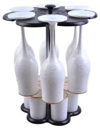 Миниатюра: Мини-бар 12пр 6 фужеров + 6 стопок стекло Стелла белый, золото