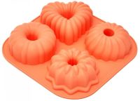 Миниатюра: Форма для выпечки силикон 16,5*16,5*3см 4 кекса (ассорти) цвет микс