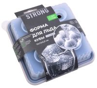 Миниатюра: Форма для льда силикон 13*13*5,8см, 4 ячейки в виде кубов STRONG черная