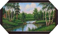 Миниатюра: Картина гобелен 30*60 Березы у реки F302@