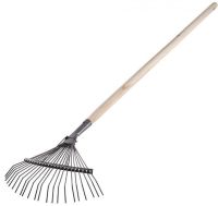 Миниатюра: Грабли веерные сталь 20 зубьев, пластинчатые, оцинкованные, дер.черенок