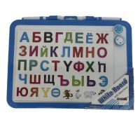 Миниатюра: Доска для рисования Магнитная +  ручка + буквы + магнитики 36*26см / пакет 306