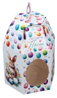 Миниатюра: Коробка подарочная бумажная 8*8*21см, складная, Счастливой пасхи цвет микс