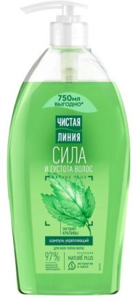 Миниатюра: Шампунь 750мл Чистая линия Крапива Сила и густота волос