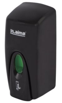 Миниатюра: Дозатор (диспенсер) для мыла пласт. 1000мл (130*125*265мм), настен. наливной механич. LAIMA черный