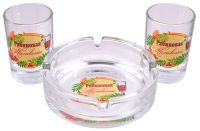 Миниатюра: Набор 3пр ( 2стопки+пепельница) Рябиновая наливочка стекло