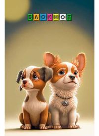 Миниатюра: Блокнот А6 16л. АППЛИКА Два щенка  клетка