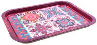 Миниатюра: Поднос жестяной 332*258мм Времена года розовый прямоугольный