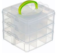 Миниатюра: Органайзер для мелочей пласт. 163*155*140мм, трехъярусный, прозрачный