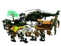 Миниатюра: Набор Военной техники (катер,вертолет,самолет,солдатики,аксессуары) 25*25см пакет 0055-S102
