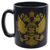 Миниатюра: Кружка 300мл стекло Герб золотой черная (12)