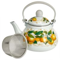 Миниатюра: Чайник заварочный эм. 1,3л, нерж. съемный фильтр индукция Лимоны (8) @