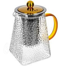 Миниатюра: Чайник заварочный 750мл термостойкое боросиликатное стекло, крышка и ручка под золото