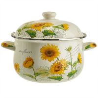 Миниатюра: Кастрюля эм. 3,6л (d22см), эм. крышка с пласт. кнопкой, индукция Metalloni Подсолнухи (6)@
