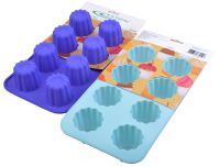 Миниатюра: Форма для выпечки силикон 28,8*16,8*4,7см, 8 ячеек Кексы цвет микс