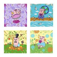 Миниатюра: Салфетка сервировочная 31*31 см. полипропилен Милые свинки микс