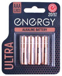 Миниатюра: Батарейка  Energy Ultra LR03/4B алкалиновая (AАA) блистер 4шт
