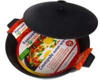 Миниатюра: Сковорода чугун 240*40мм, 2 чугун ручки ал. крышка