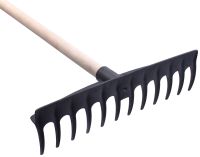 Миниатюра: Грабли садовые пласт. 12 зубьев, дер. черенок Агроном Премиум Макс @