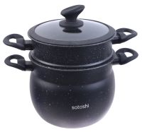 Миниатюра: Мантоварка ал. 5,5л (22см), 2 секции, 1 сетка, ст.крышка, а/п, индукция, SATOSHI