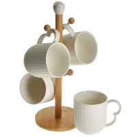 Миниатюра: Набор кружек 4пр на бамбук. подставке SCANDI