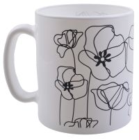 Миниатюра: Кружка 300мл стекло Маки бело-черная (24)