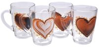 Миниатюра: Кружка 300мл стекло капучино Кофейное сердце @ (20)