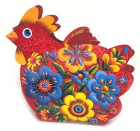 Миниатюра: Коробка пасхальная бумажная 11*15 см, складная, Курочка красная