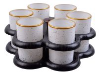 Миниатюра: Мини-бар 6пр стопки 50мл стекло Стелла белый, золото (10)