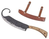 Миниатюра: Нож-топорик (гиймякеш) 43см, кованый, ручка из ясеня, кожаный чехол Султан