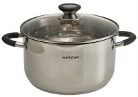 Миниатюра: Кастрюля нерж. 6л (24см), ст. крышка со сливом, силикон ручки, индукция WEBBER STYLE (4)