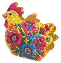 Миниатюра: Коробка пасхальная бумажная 11*15 см, складная, Курочка желтая