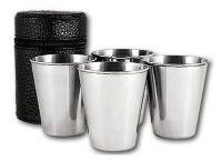 Миниатюра: Набор стопок нерж. 4шт 30мл в чехле Черный