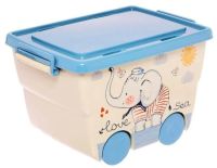 Миниатюра: Ящик для игрушек пласт. 23л (450*310*260мм), на колесиках, пласт. крышка ДЕКО Слоник