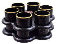 Миниатюра: Мини-бар 6пр стопки 50мл стекло Стелла черный, золото (10)