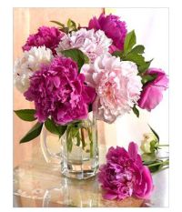 Миниатюра: Алмазная мозаика без подрамника 20*25см Пионы полная выкладка / пакет М-11490