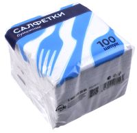 Миниатюра: Салфетки бумажные 24*24см 100шт Ромашка