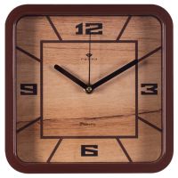 Миниатюра: Часы настенные 22*22см, квадрат, коричневые, плавный ход, Классика Рубин