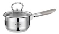 Миниатюра: Ковш нерж. 0,8л (12см), ст. крышка, нерж. ручка, индукция
