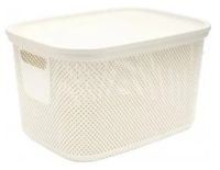 Миниатюра: Корзина пласт. 18л (285*380*222мм), пласт. крышка HOBBY LIFE NICKEL кремовая