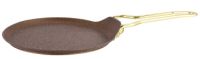 Миниатюра: Сковорода блинная (блинница) ал. 240мм, нерж. ручка под золото, а/п, индукция, коричневая