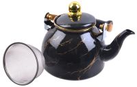 Миниатюра: Чайник заварочный эм. 1,3л, съемный нерж.фильтр, комбинированная ручка под золото, индукция Zeidan