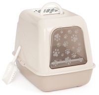 Миниатюра: Лоток для кошек пласт. 505*390*410мм, закрытого типа, с дверцей и совком, бежевый