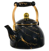 Миниатюра: Чайник эм. 2,8л, комбинированная ручка под золото, индукция Zeidan декор черный мрамор
