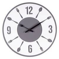 Миниатюра: Часы настенные 35см, круглые, мдф, интерьерные, плавный ход, открытые стрелки Вилка-Ложка Рубин