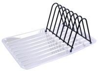 Миниатюра: Подставка для тарелок и досок с поддоном черная 16,5*18,5*13см (4)@