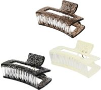 Миниатюра: Краб для волос 9см, Прямоугольный Узор прозрачный