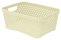 Миниатюра: Корзина для хранения пласт. 290*210*120мм Ромбики цвет ваниль (38)