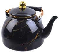 Миниатюра: Чайник эм. 4л, комбинированная ручка под золото, индукция Zeidan декор черный мрамор