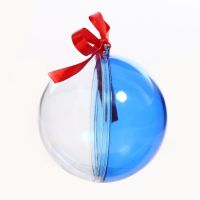 Миниатюра: Елочная игрушка Шар 9см под фото/открытку синий/прозрачный